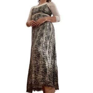 Anthropologie Mystree Size Small Geometric Fringed Hem Maxi Dress